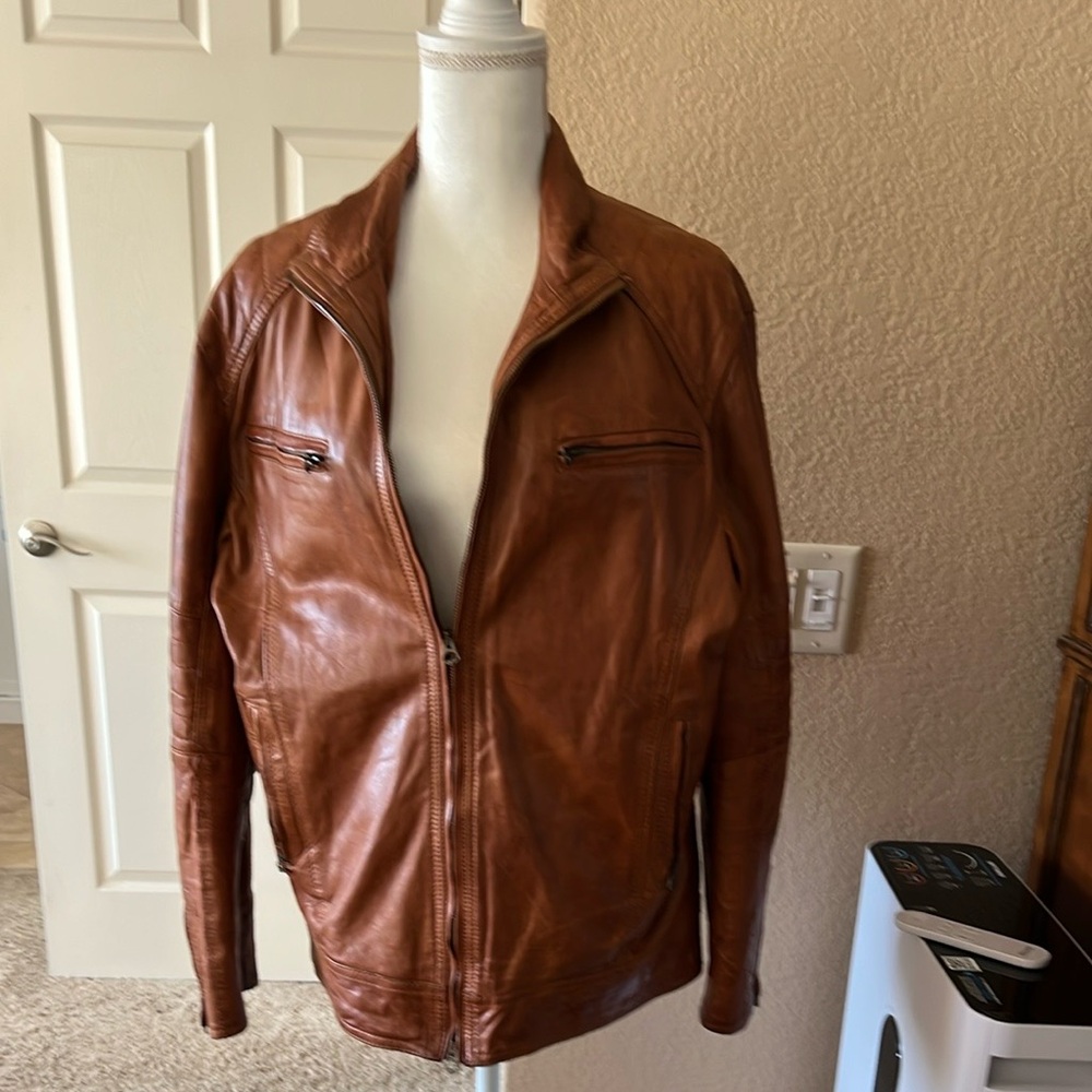 Tan Leather Jacket - Picture 10 of 10